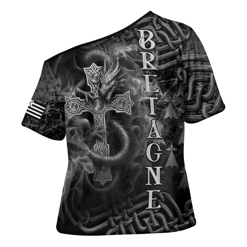 Brittany Celtic Cross Cross Shoulder Shirt Fantasy Celtic Dragon - Wonder Print Shop