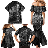 Brittany Celtic Cross Family Matching Mermaid Dress and Hawaiian Shirt Fantasy Celtic Dragon - Wonder Print Shop
