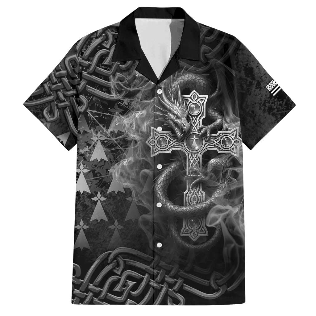 Brittany Celtic Cross Family Matching Off Shoulder Short Dress and Hawaiian Shirt Fantasy Celtic Dragon - Wonder Print Shop