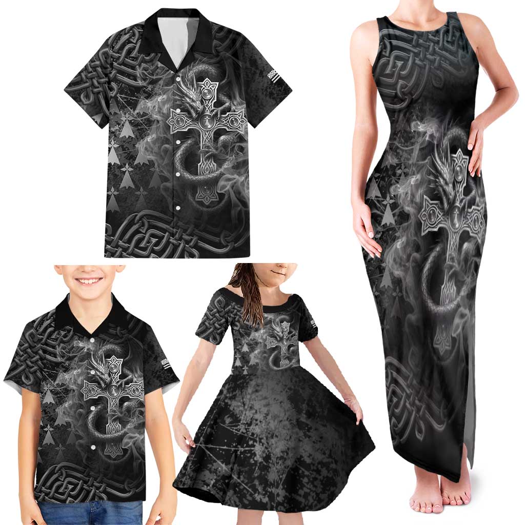 Brittany Celtic Cross Family Matching Tank Maxi Dress and Hawaiian Shirt Fantasy Celtic Dragon - Wonder Print Shop