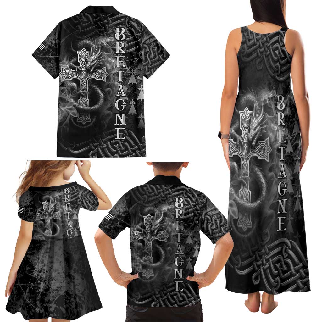 Brittany Celtic Cross Family Matching Tank Maxi Dress and Hawaiian Shirt Fantasy Celtic Dragon - Wonder Print Shop