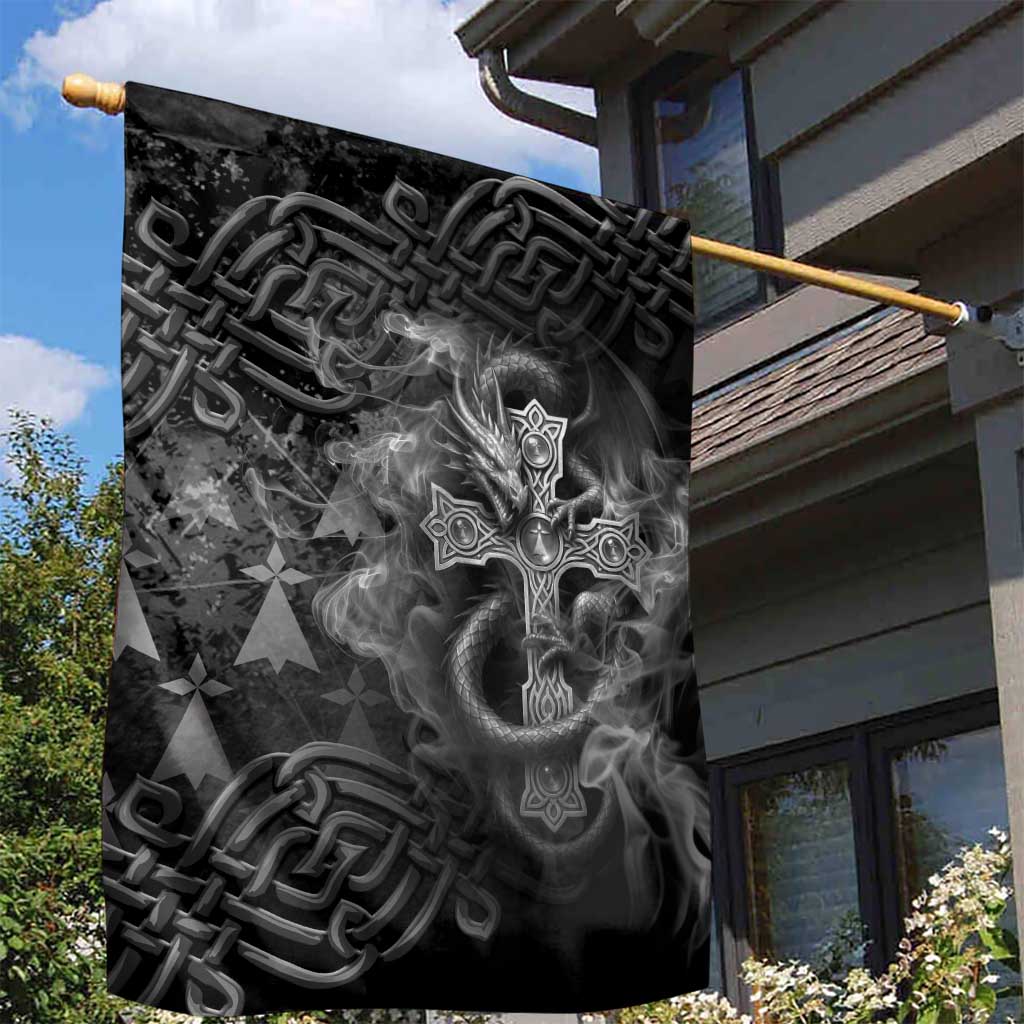Brittany Celtic Cross Garden Flag Fantasy Celtic Dragon - Wonder Print Shop