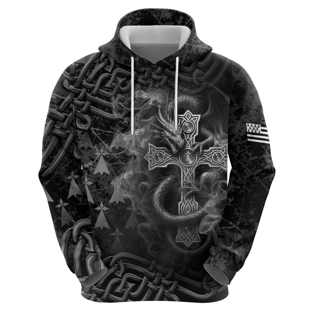 Brittany Celtic Cross Hoodie Fantasy Celtic Dragon - Wonder Print Shop