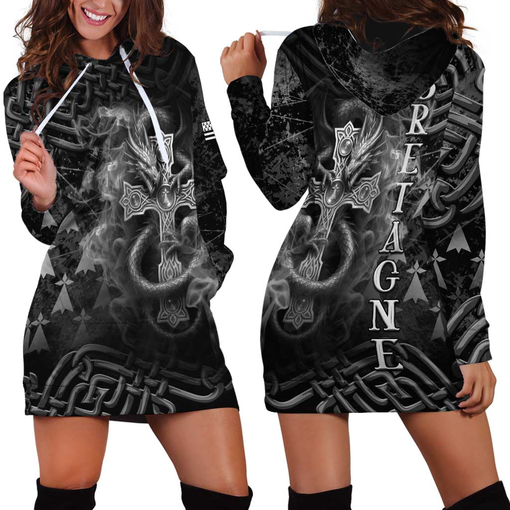 Brittany Celtic Cross Hoodie Dress Fantasy Celtic Dragon - Wonder Print Shop