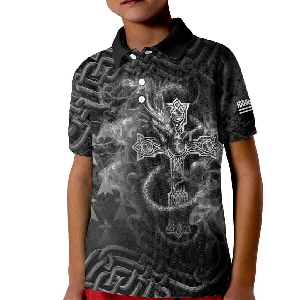 Brittany Celtic Cross Kid Polo Shirt Fantasy Celtic Dragon - Wonder Print Shop