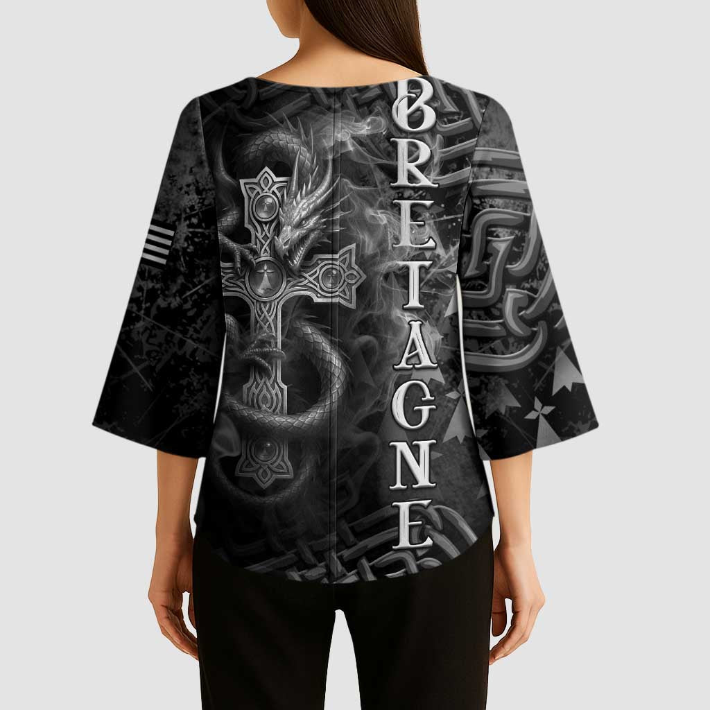 Brittany Celtic Cross Kimono Sleeve Blouse Fantasy Celtic Dragon - Wonder Print Shop