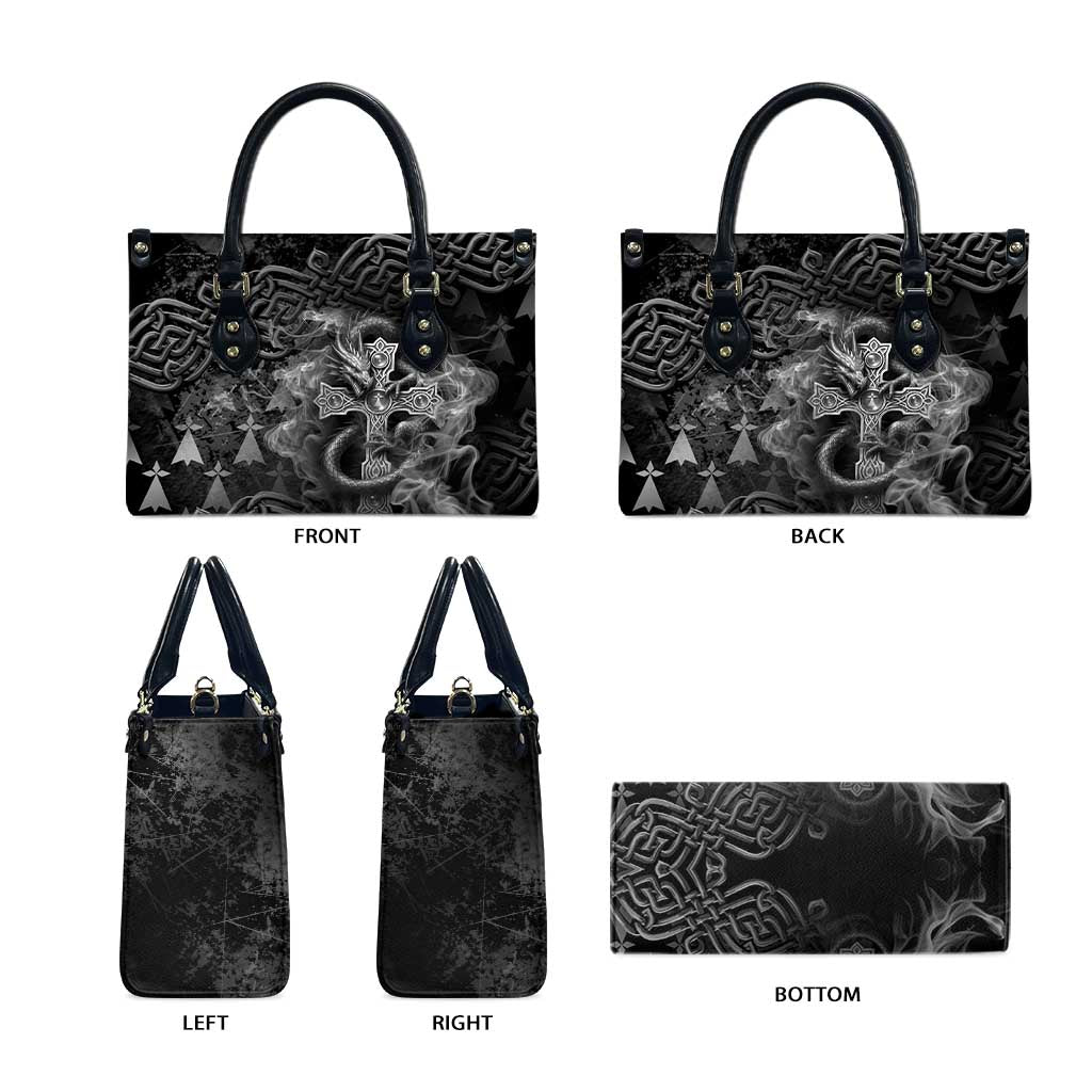 Brittany Celtic Cross Leather Bag Fantasy Celtic Dragon - Wonder Print Shop