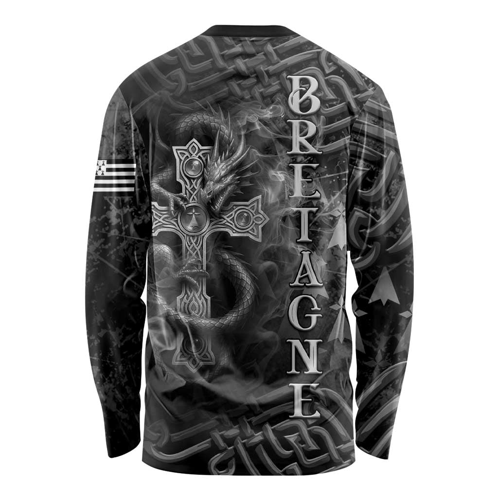 Brittany Celtic Cross Long Sleeve Shirt Fantasy Celtic Dragon - Wonder Print Shop