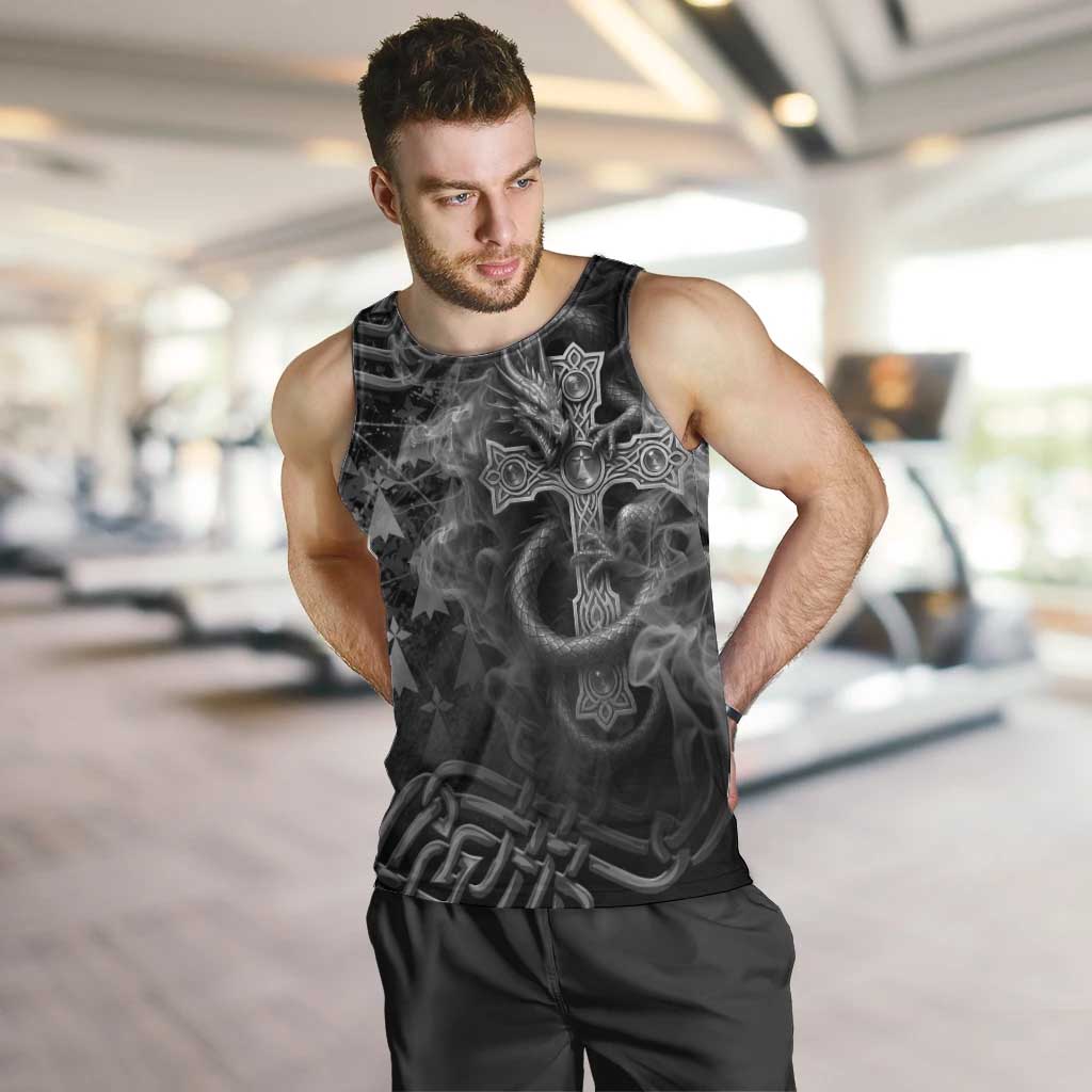 Brittany Celtic Cross Men Tank Top Fantasy Celtic Dragon - Wonder Print Shop