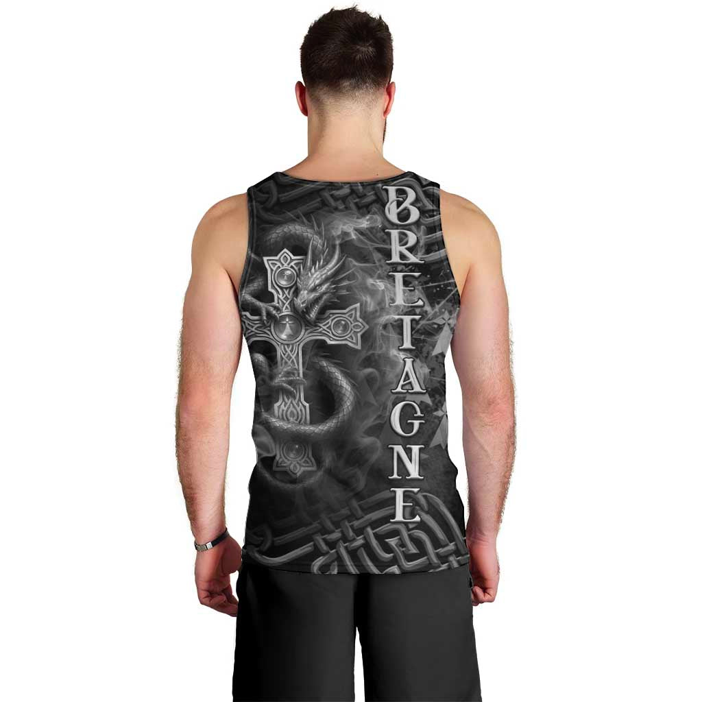 Brittany Celtic Cross Men Tank Top Fantasy Celtic Dragon - Wonder Print Shop