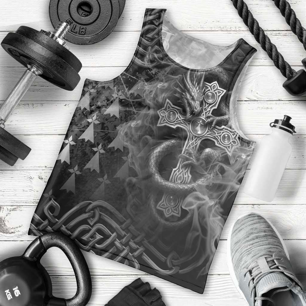 Brittany Celtic Cross Men Tank Top Fantasy Celtic Dragon - Wonder Print Shop