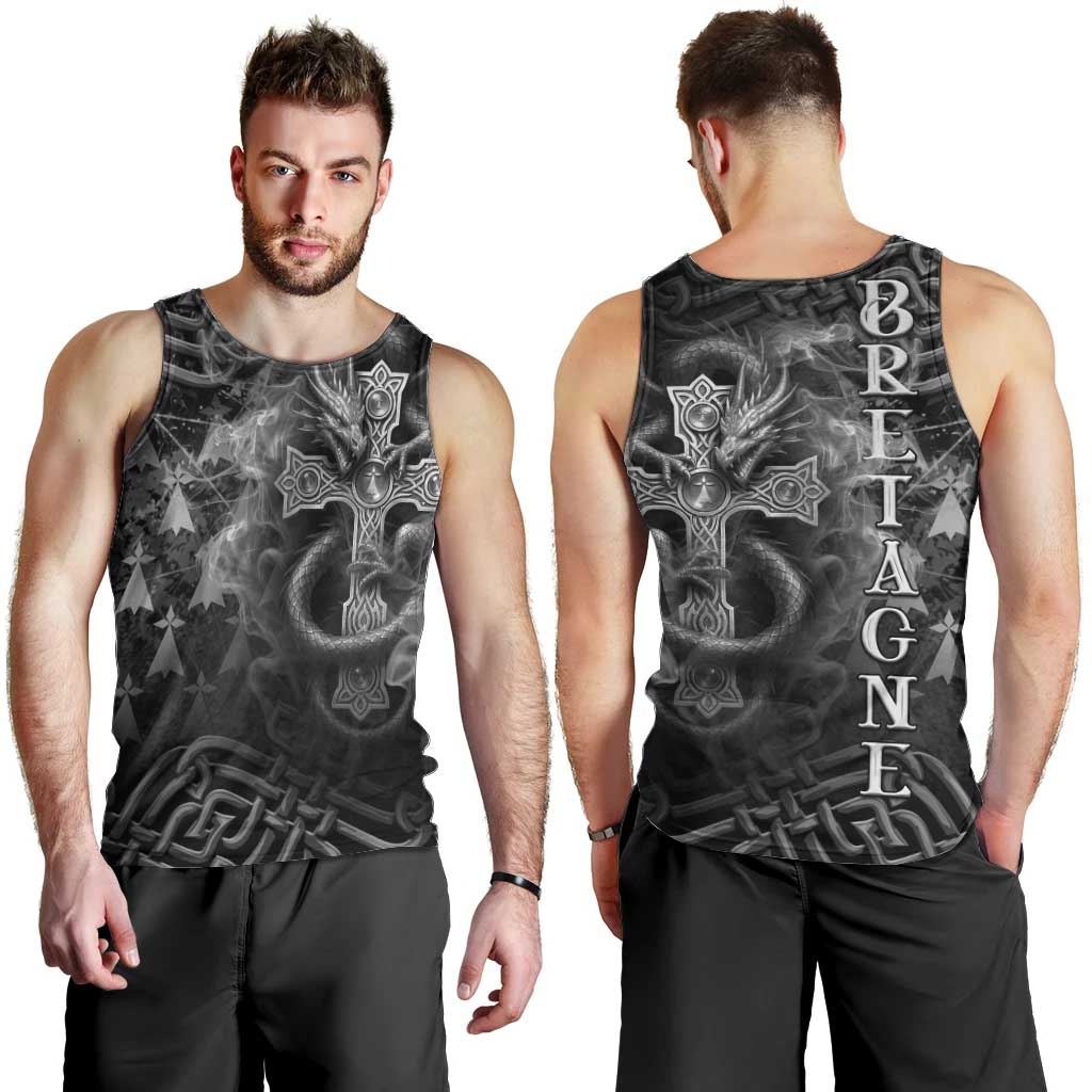 Brittany Celtic Cross Men Tank Top Fantasy Celtic Dragon - Wonder Print Shop