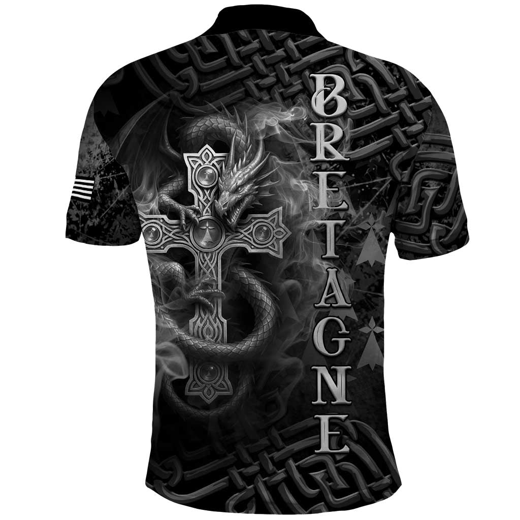 Brittany Celtic Cross Polo Shirt Fantasy Celtic Dragon - Wonder Print Shop