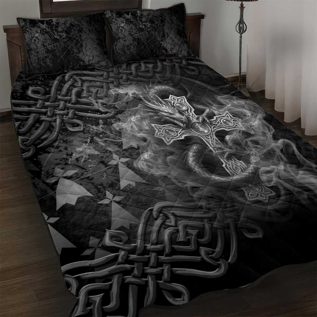 Brittany Celtic Cross Quilt Bed Set Fantasy Celtic Dragon - Wonder Print Shop