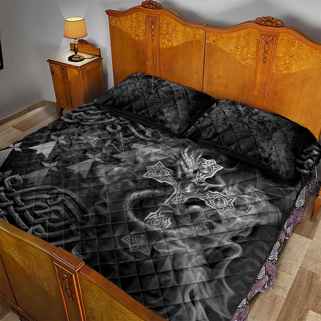 Brittany Celtic Cross Quilt Bed Set Fantasy Celtic Dragon - Wonder Print Shop
