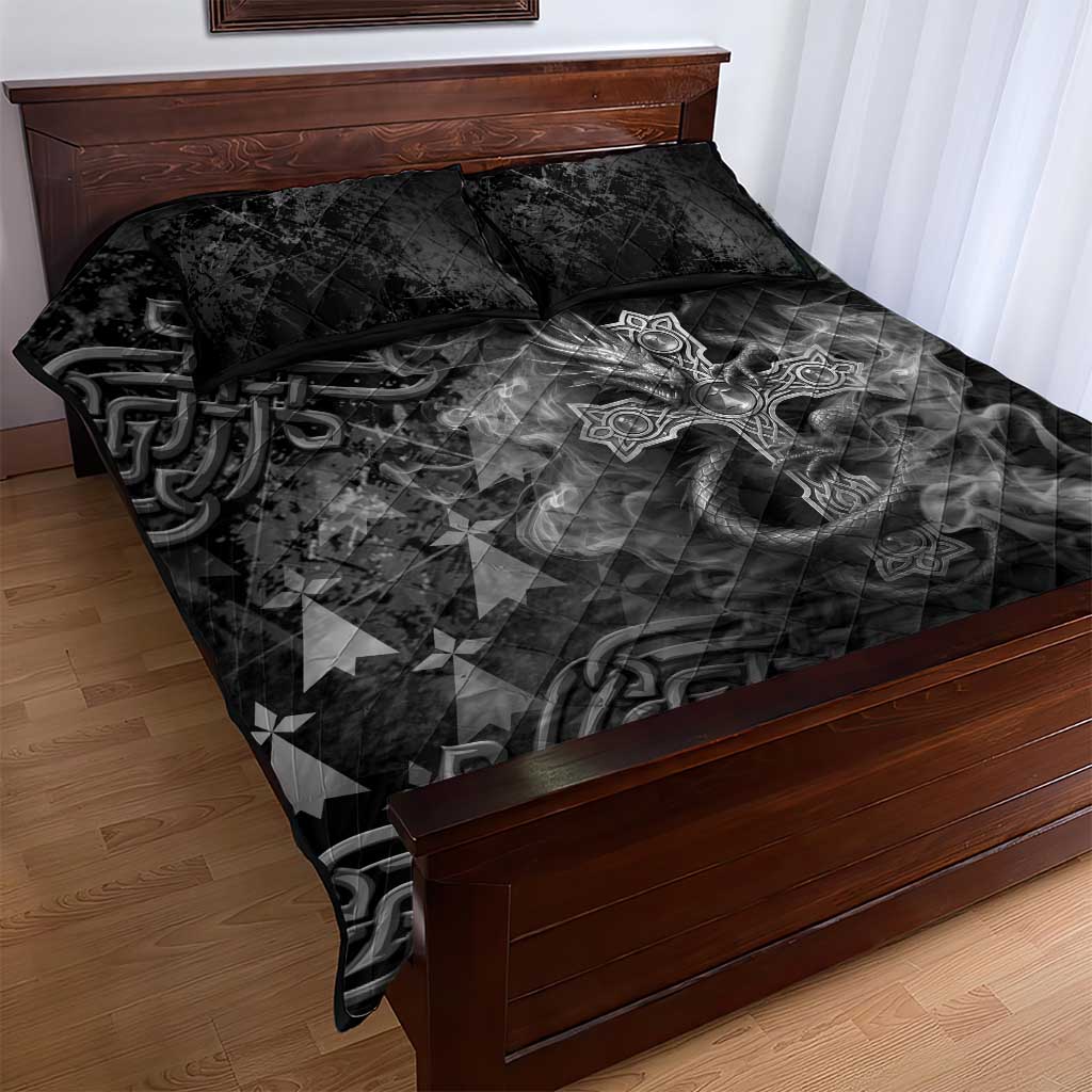 Brittany Celtic Cross Quilt Bed Set Fantasy Celtic Dragon - Wonder Print Shop