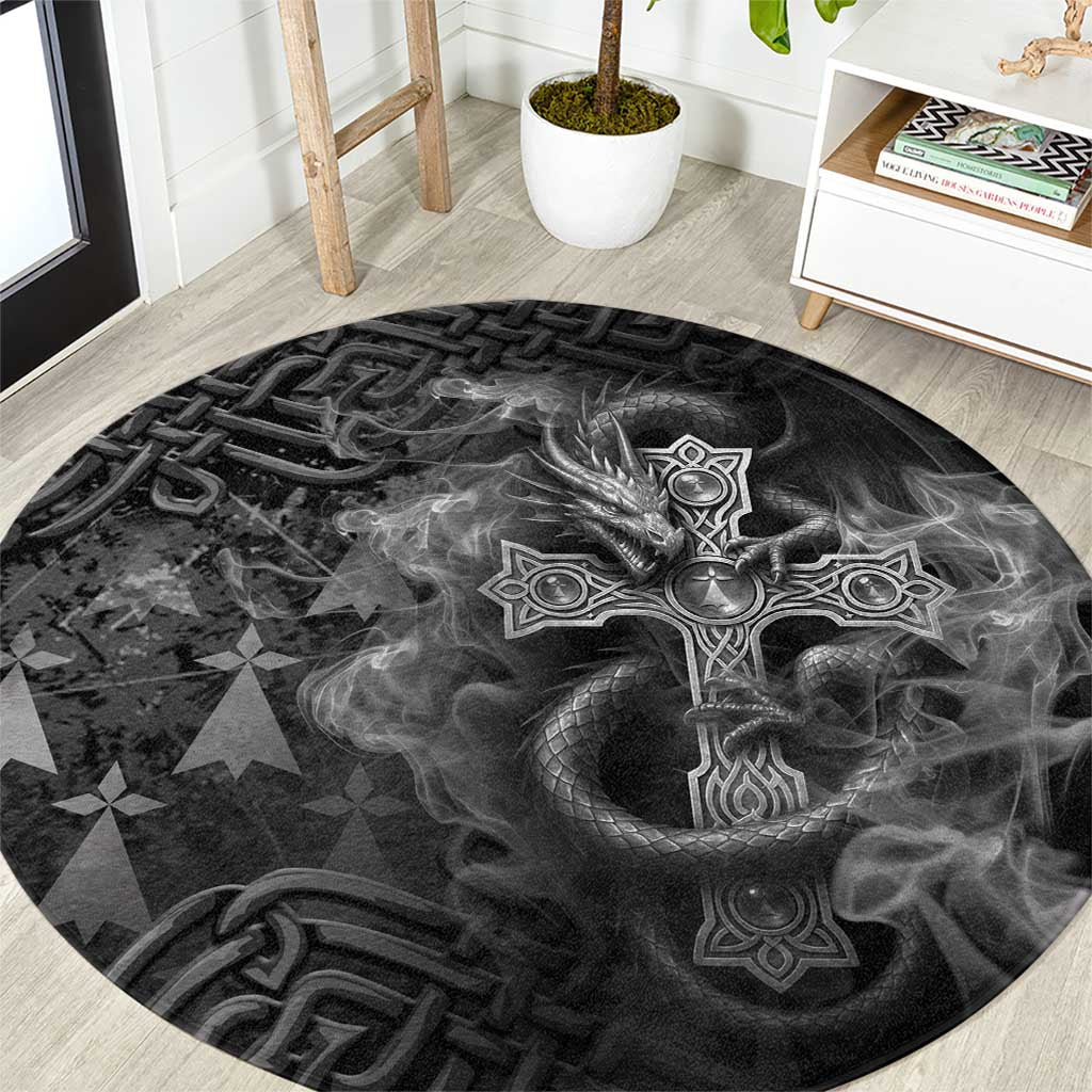 Brittany Celtic Cross Round Carpet Fantasy Celtic Dragon - Wonder Print Shop