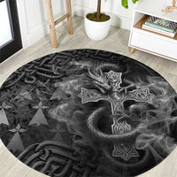 Brittany Celtic Cross Round Carpet Fantasy Celtic Dragon - Wonder Print Shop