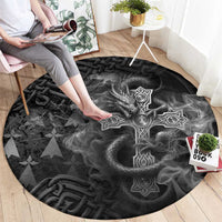 Brittany Celtic Cross Round Carpet Fantasy Celtic Dragon - Wonder Print Shop