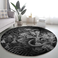 Brittany Celtic Cross Round Carpet Fantasy Celtic Dragon - Wonder Print Shop