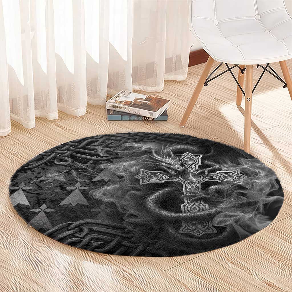 Brittany Celtic Cross Round Carpet Fantasy Celtic Dragon - Wonder Print Shop