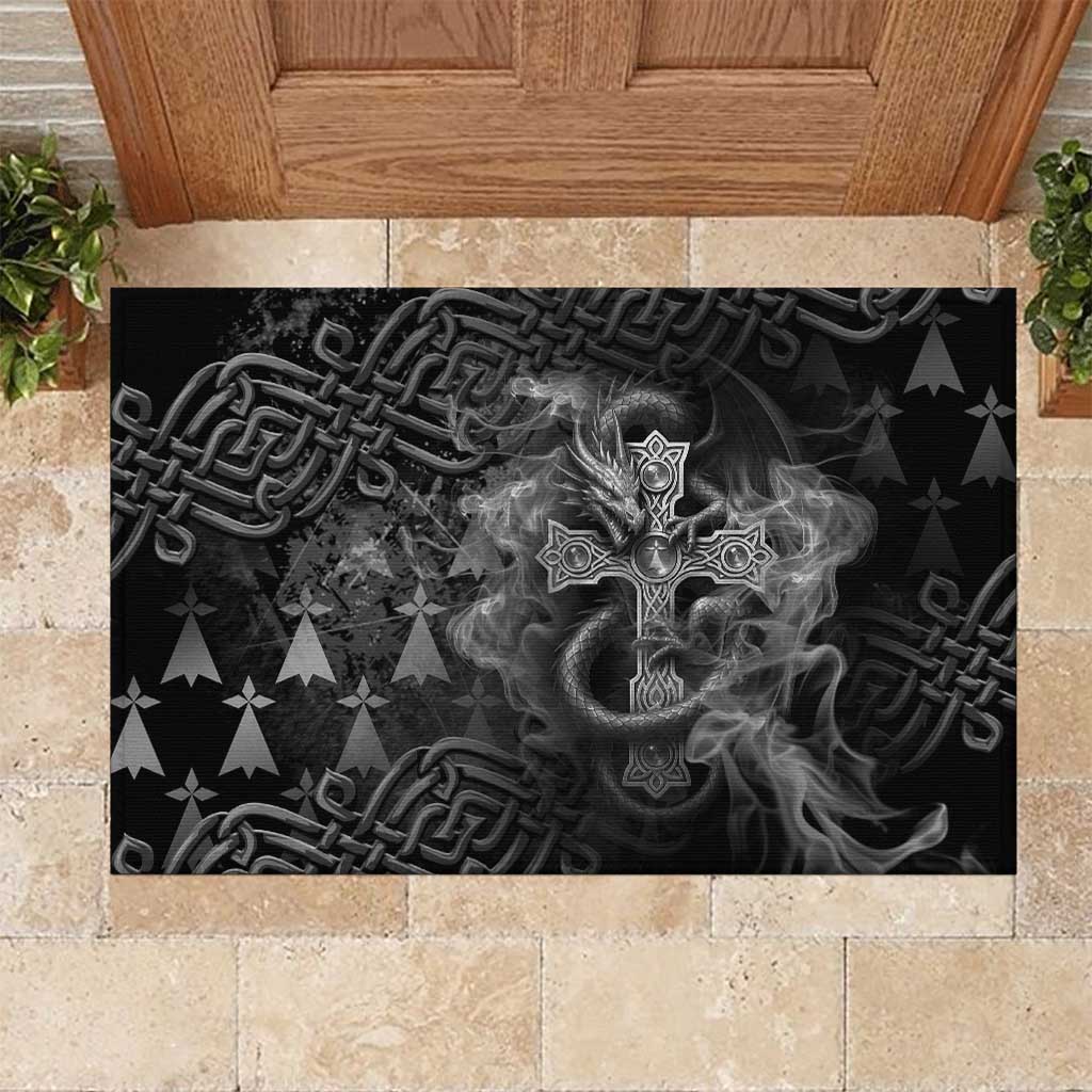 Brittany Celtic Cross Rubber Doormat Fantasy Celtic Dragon - Wonder Print Shop