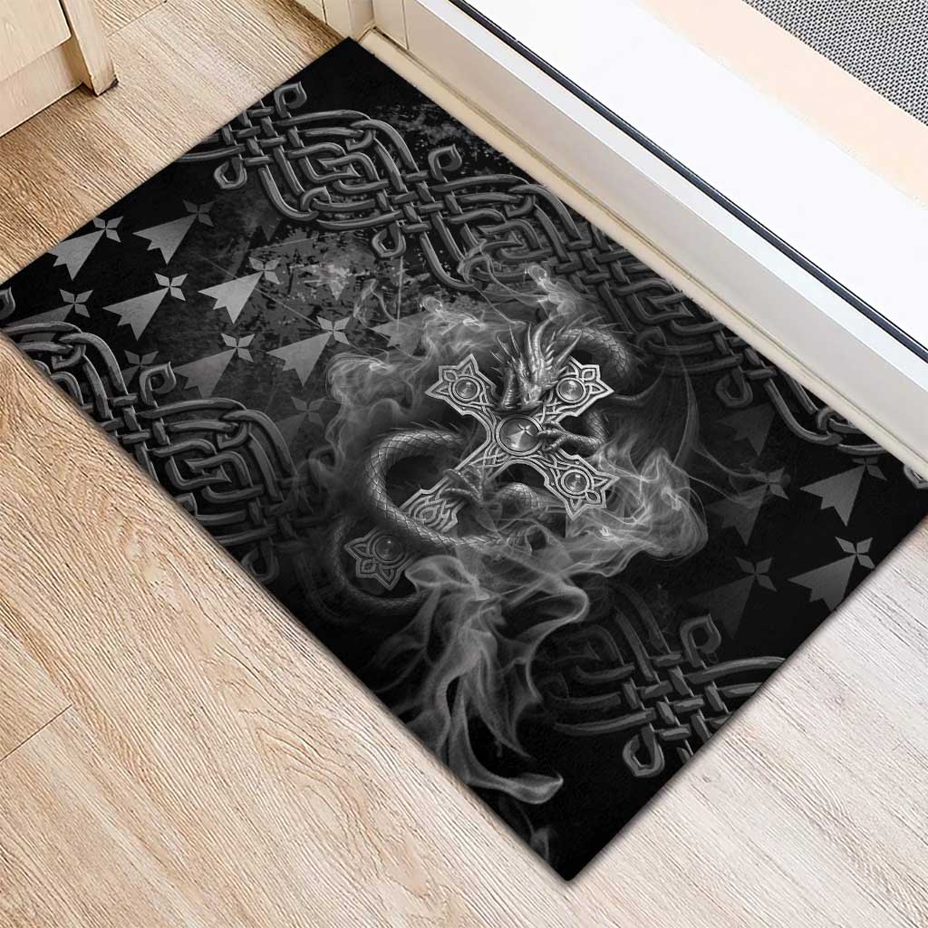 Brittany Celtic Cross Rubber Doormat Fantasy Celtic Dragon - Wonder Print Shop
