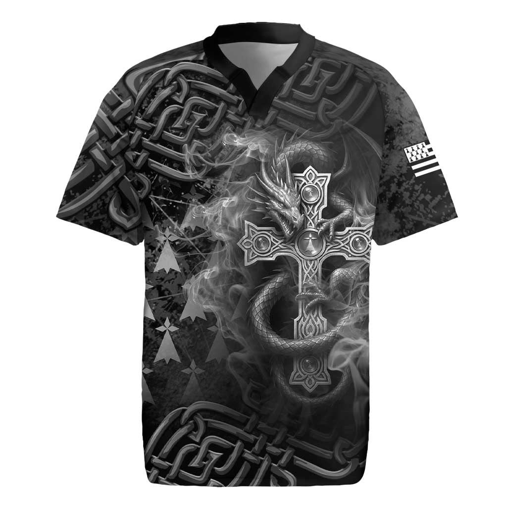 Brittany Celtic Cross Rugby Jersey Fantasy Celtic Dragon - Wonder Print Shop