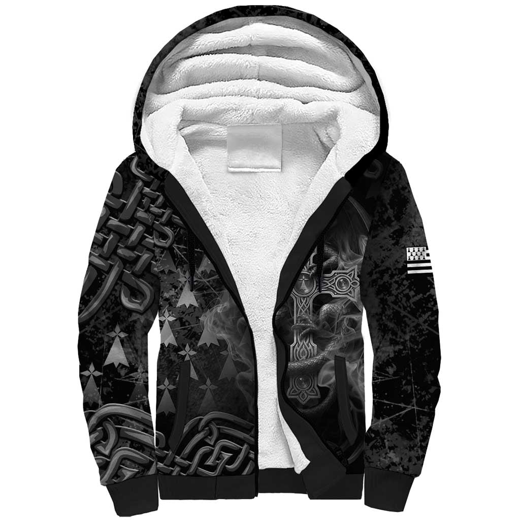 Brittany Celtic Cross Sherpa Hoodie Fantasy Celtic Dragon - Wonder Print Shop