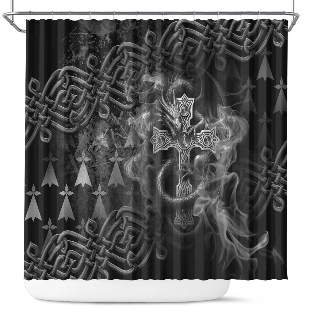 Brittany Celtic Cross Shower Curtain Fantasy Celtic Dragon - Wonder Print Shop