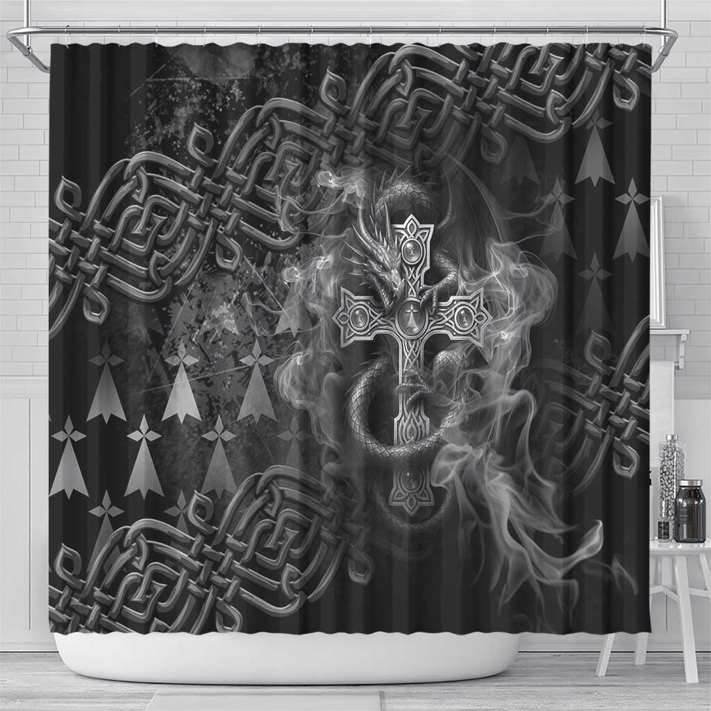 Brittany Celtic Cross Shower Curtain Fantasy Celtic Dragon - Wonder Print Shop