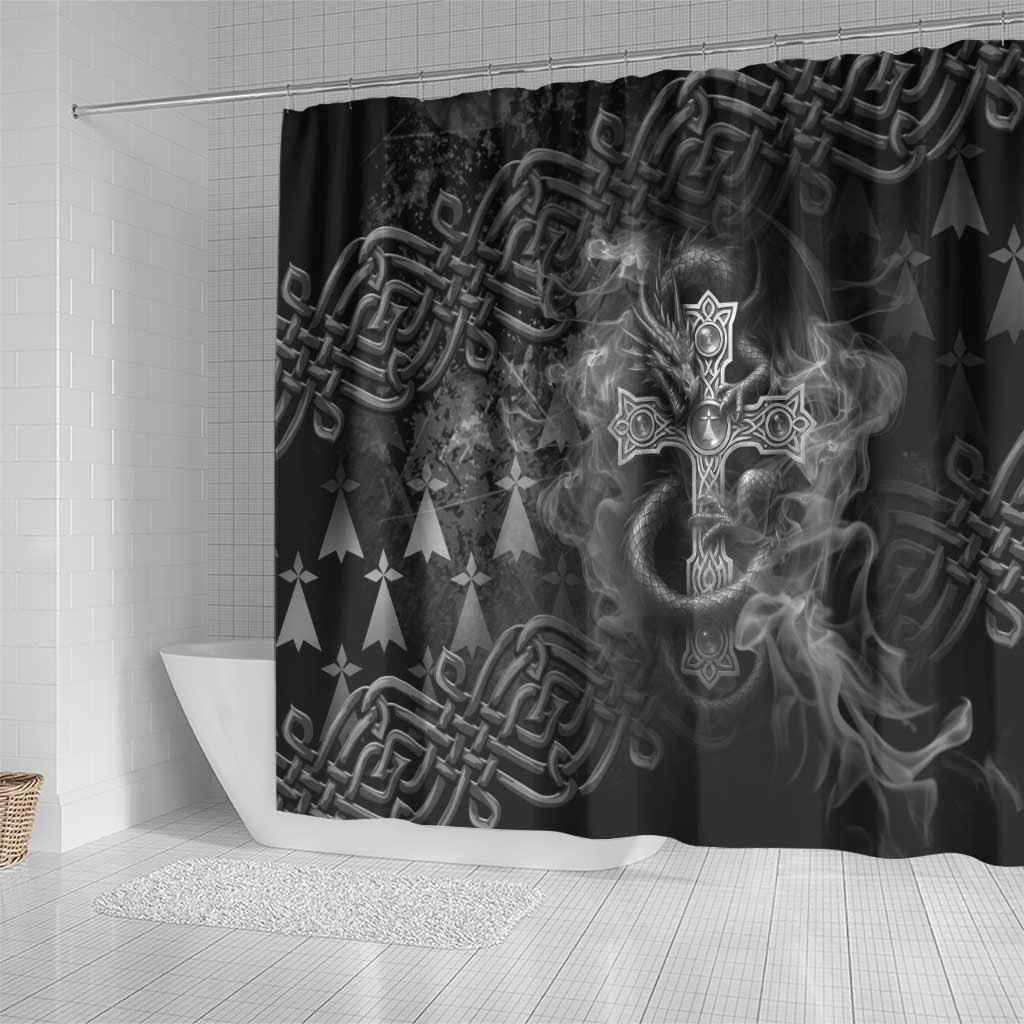 Brittany Celtic Cross Shower Curtain Fantasy Celtic Dragon - Wonder Print Shop