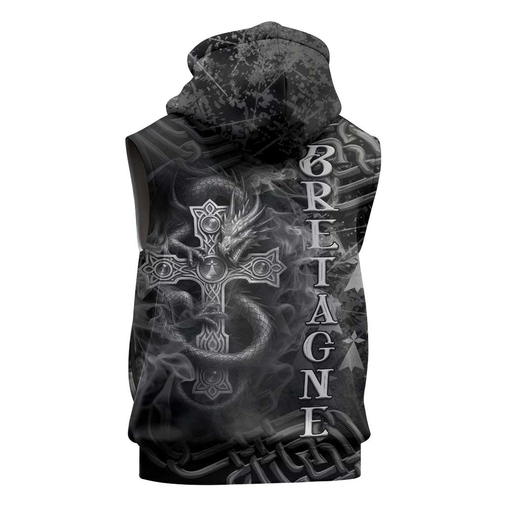 Brittany Celtic Cross Sleeveless Hoodie Fantasy Celtic Dragon - Wonder Print Shop