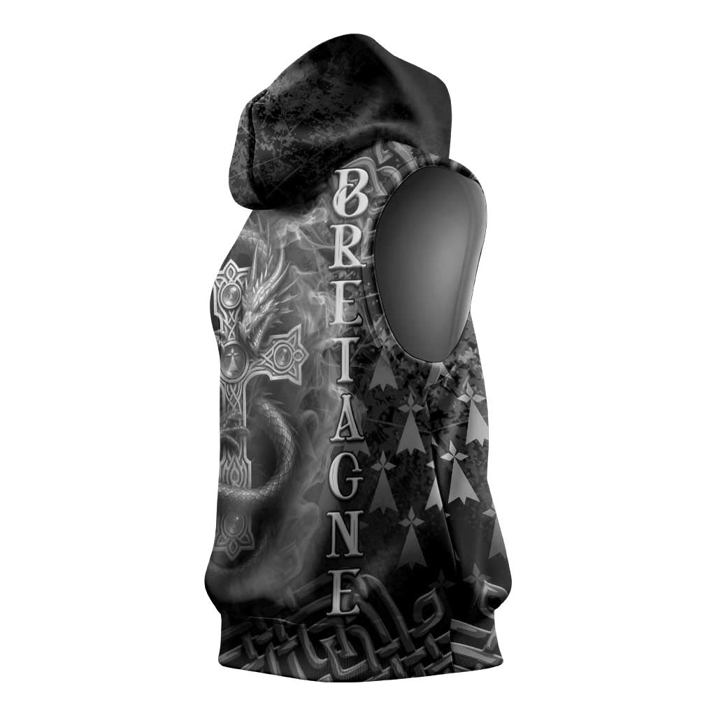 Brittany Celtic Cross Sleeveless Hoodie Fantasy Celtic Dragon - Wonder Print Shop