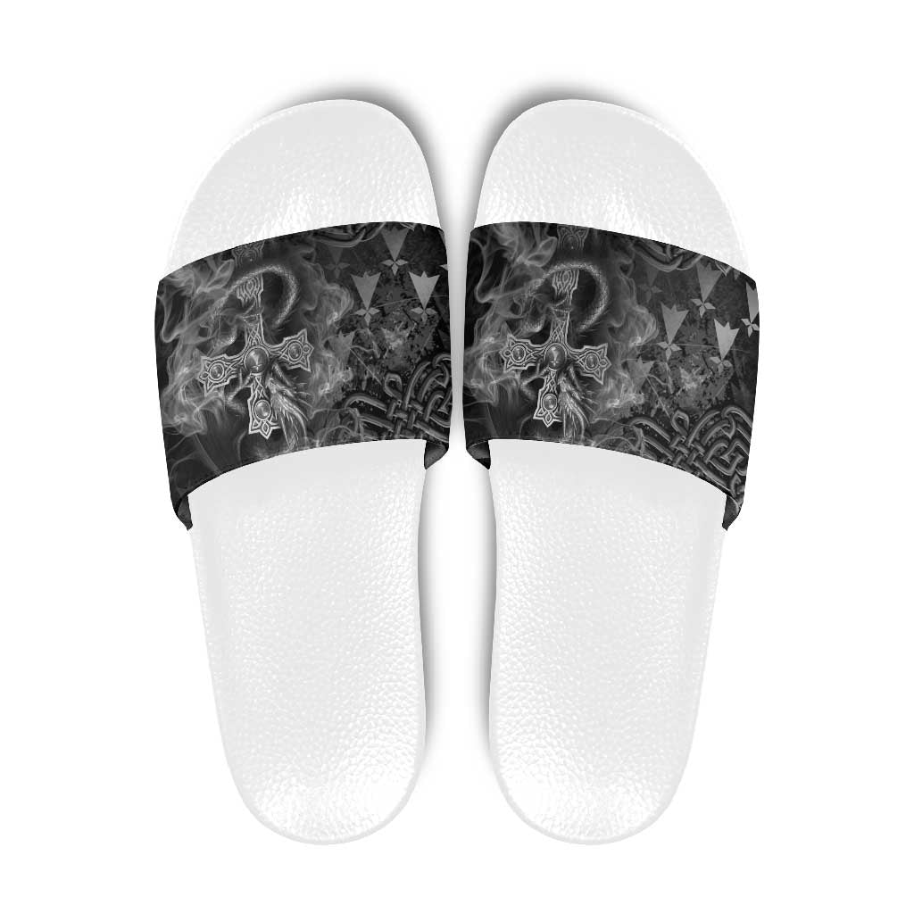 Brittany Celtic Cross Slide Sandals Fantasy Celtic Dragon - Wonder Print Shop