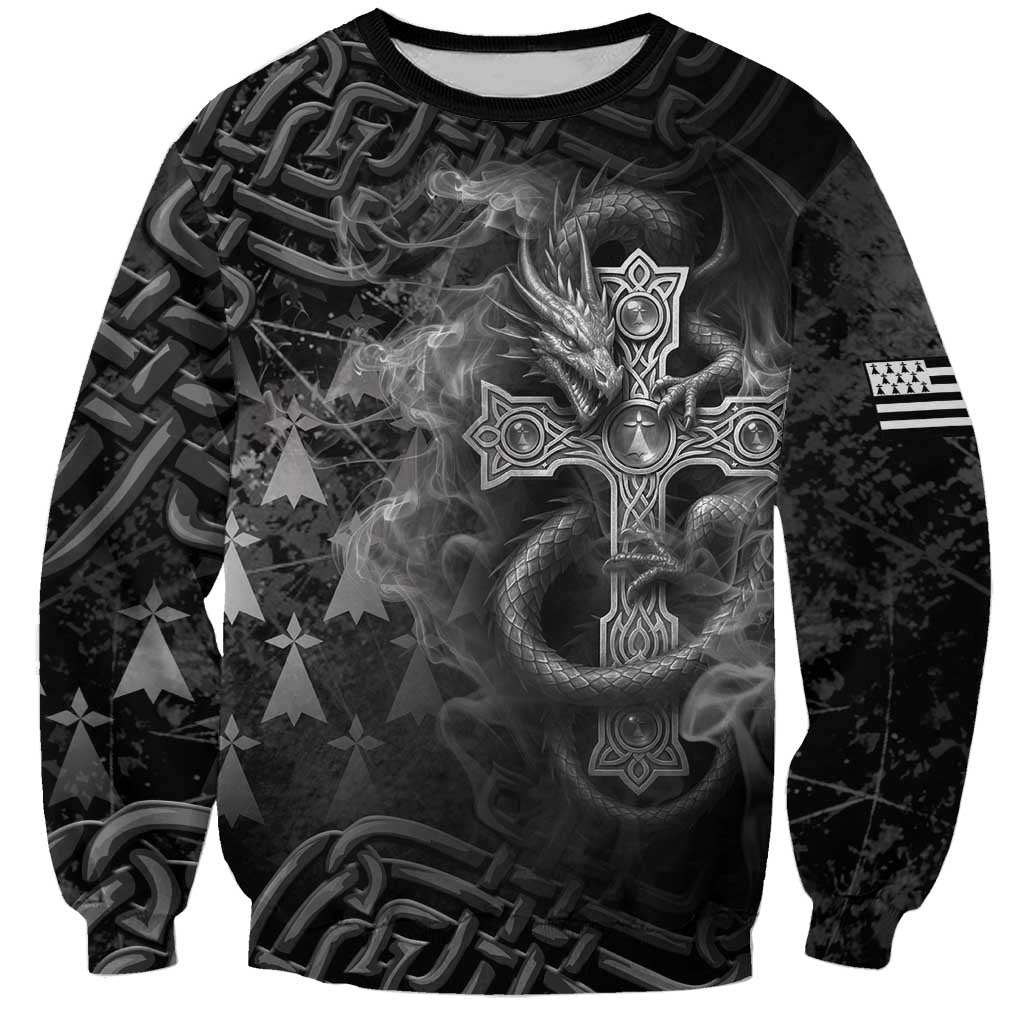 Brittany Celtic Cross Sweatshirt Fantasy Celtic Dragon - Wonder Print Shop