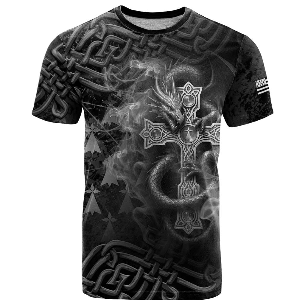 Brittany Celtic Cross T Shirt Fantasy Celtic Dragon - Wonder Print Shop