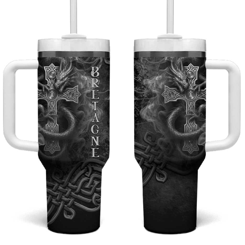 Brittany Celtic Cross Tumbler With Handle Fantasy Celtic Dragon - Wonder Print Shop