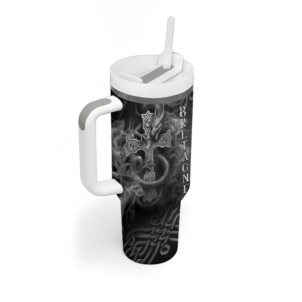 Brittany Celtic Cross Tumbler With Handle Fantasy Celtic Dragon - Wonder Print Shop
