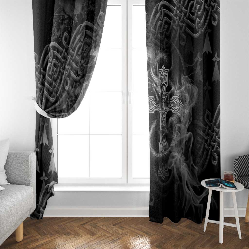 Brittany Celtic Cross Window Curtain Fantasy Celtic Dragon - Wonder Print Shop