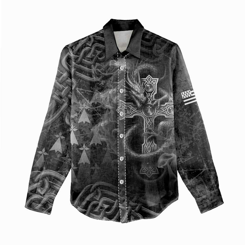 Brittany Celtic Cross Women Casual Shirt Fantasy Celtic Dragon - Wonder Print Shop