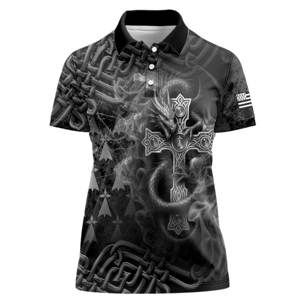Brittany Celtic Cross Women Polo Shirt Fantasy Celtic Dragon - Wonder Print Shop