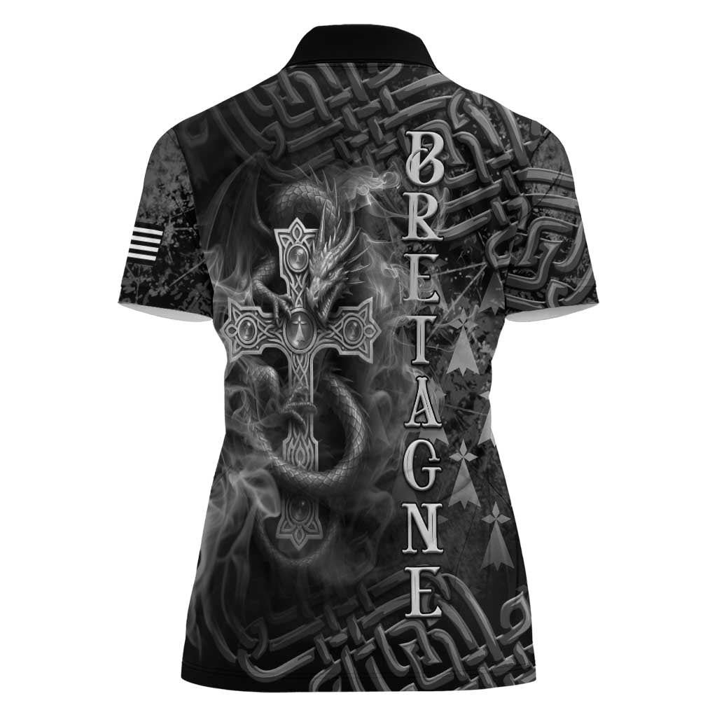 Brittany Celtic Cross Women Polo Shirt Fantasy Celtic Dragon - Wonder Print Shop