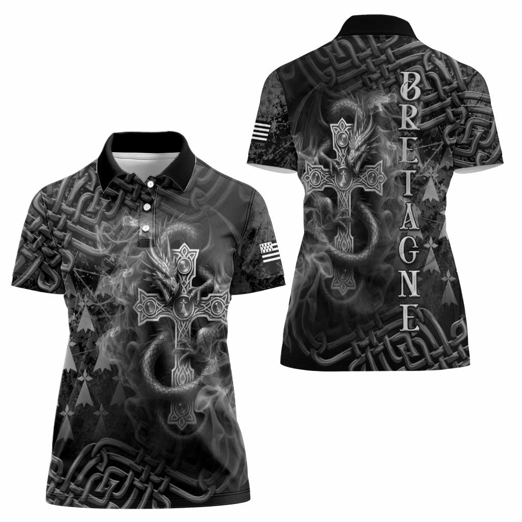 Brittany Celtic Cross Women Polo Shirt Fantasy Celtic Dragon - Wonder Print Shop