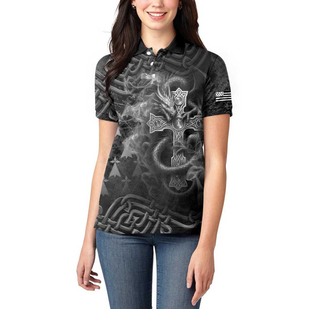 Brittany Celtic Cross Women Polo Shirt Fantasy Celtic Dragon - Wonder Print Shop