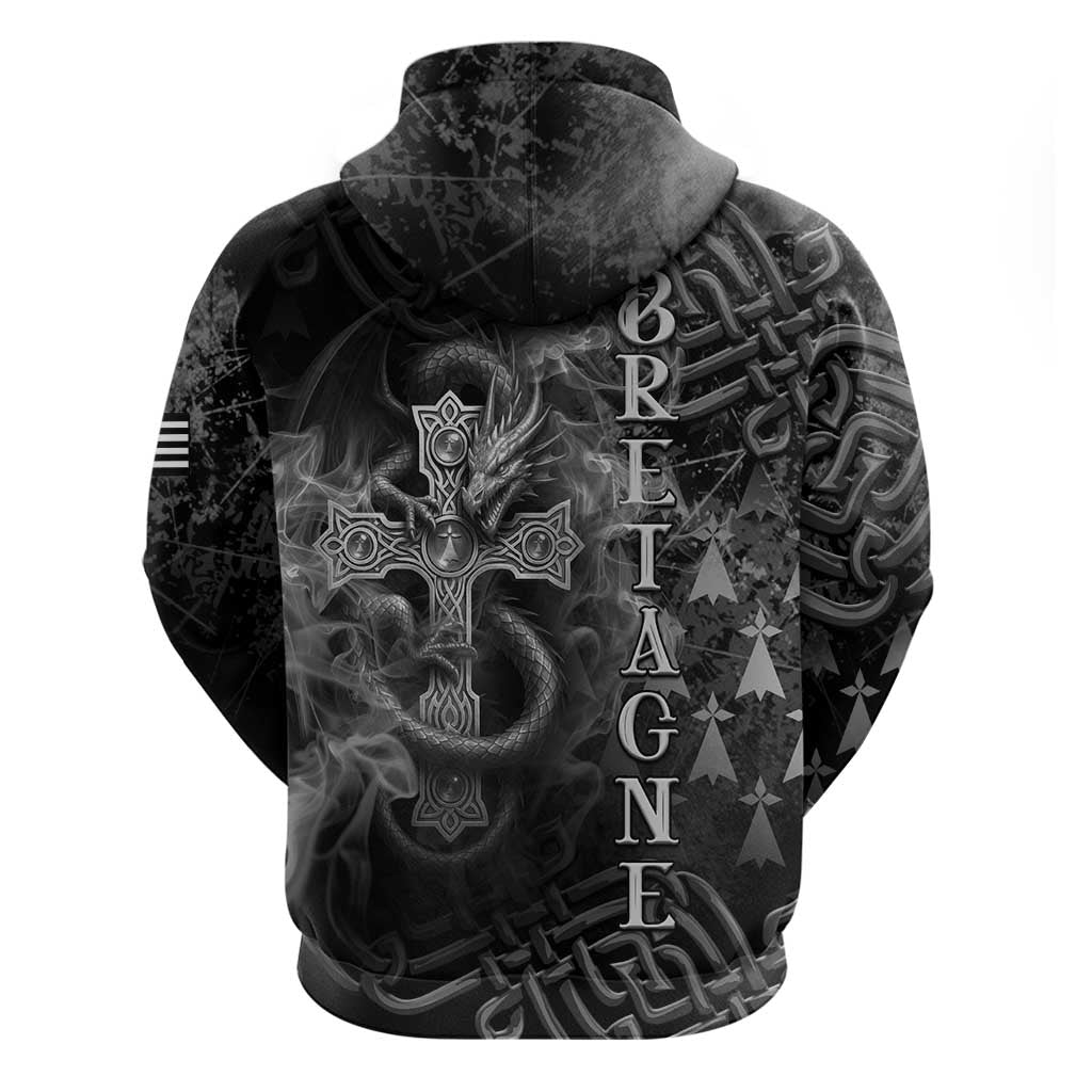 Brittany Celtic Cross Zip Hoodie Fantasy Celtic Dragon - Wonder Print Shop