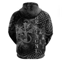 Brittany Celtic Cross Zip Hoodie Fantasy Celtic Dragon - Wonder Print Shop