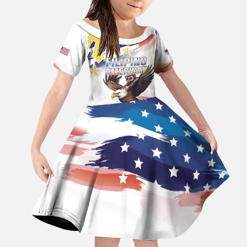 Filipino American History Month Family Matching Off Shoulder Maxi Dress and Hawaiian Shirt Bald Eagle Tarsier Together LT05 - Wonder Print Shop