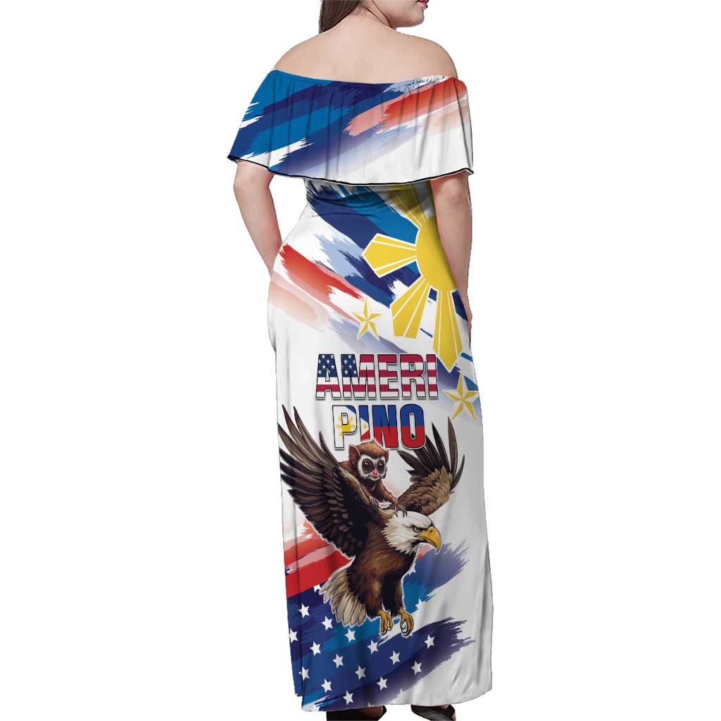 Filipino American History Month Family Matching Off Shoulder Maxi Dress and Hawaiian Shirt Bald Eagle Tarsier Together LT05 - Wonder Print Shop