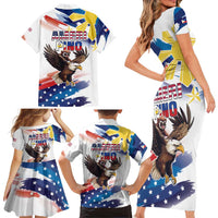 Filipino American History Month Family Matching Short Sleeve Bodycon Dress and Hawaiian Shirt Bald Eagle Tarsier Together LT05 - Wonder Print Shop
